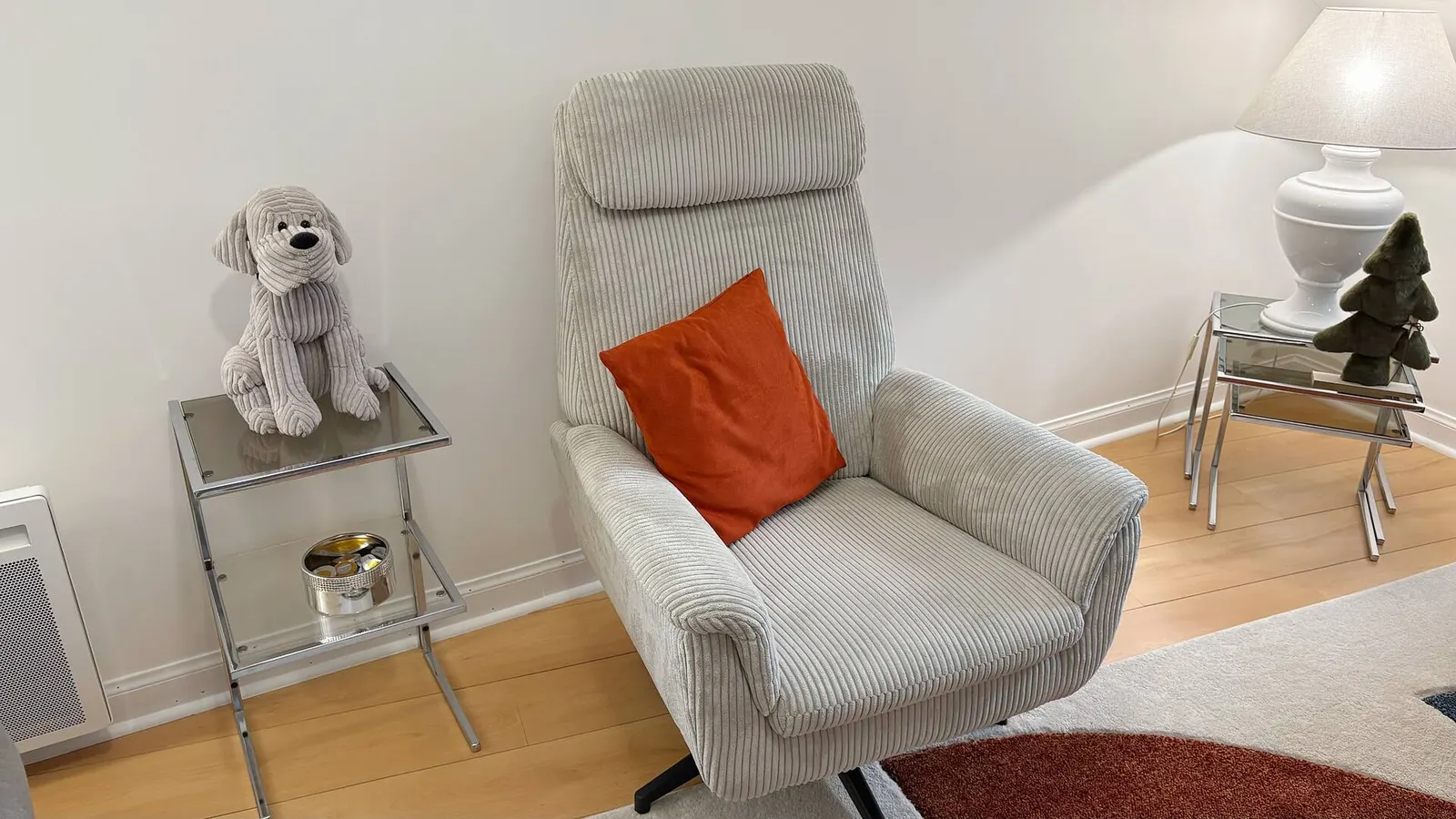 Armchair and lamp in the lounge